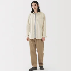 Muji Chemise à manches longues en coton lavé homme