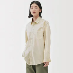 Muji Chemise à manches longues en coton lavé homme