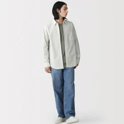 Hot Muji Chemise à manches longues en coton lavé homme