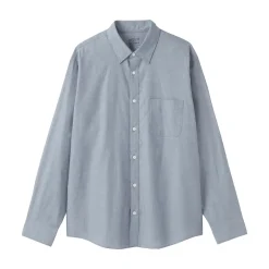 Hot Muji Chemise à manches longues en coton lavé homme