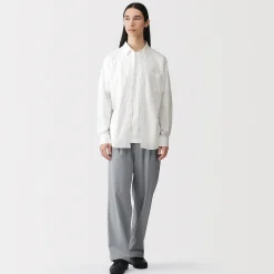 Hot Muji Chemise à manches longues en coton lavé homme