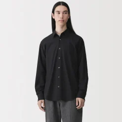 Hot Muji Chemise à manches longues en coton lavé homme