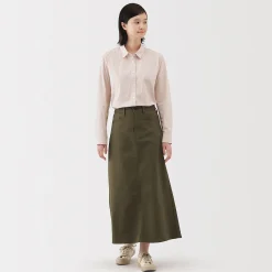 Hot Muji Chemise en coton délavé à mailles larges pour femme
