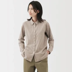 Hot Muji Chemise en coton délavé à mailles larges pour femme