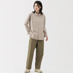 Hot Muji Chemise en coton délavé à mailles larges pour femme