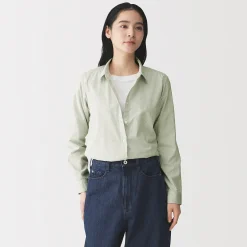 New Muji Chemise en coton délavé à mailles larges pour femme