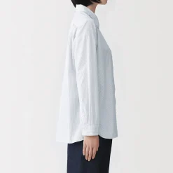 New Muji Chemise en coton délavé à mailles larges pour femme