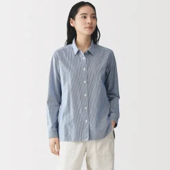 New Muji Chemise en coton délavé à mailles larges pour femme