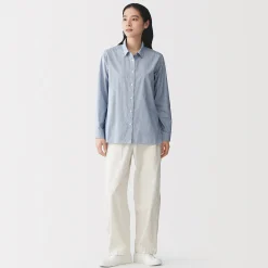 New Muji Chemise en coton délavé à mailles larges pour femme