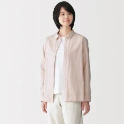 New Muji Chemise en coton délavé à mailles larges pour femme