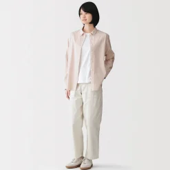 New Muji Chemise en coton délavé à mailles larges pour femme