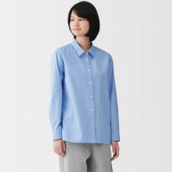 New Muji Chemise en coton délavé à mailles larges pour femme