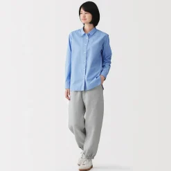 New Muji Chemise en coton délavé à mailles larges pour femme