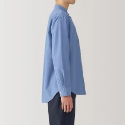 Clearance Muji Chemise en coton Oxford lavé col officier pour homme