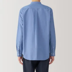 Clearance Muji Chemise en coton Oxford lavé col officier pour homme
