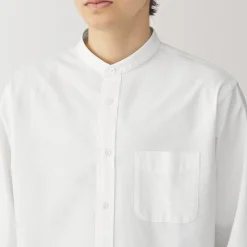 Clearance Muji Chemise en coton Oxford lavé col officier pour homme
