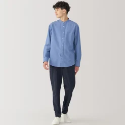 Clearance Muji Chemise en coton Oxford lavé col officier pour homme