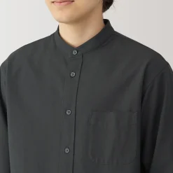 New Muji Chemise en coton Oxford lavé col officier homme