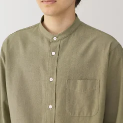 New Muji Chemise en coton Oxford lavé col officier homme