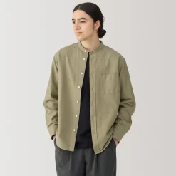 New Muji Chemise en coton Oxford lavé col officier homme