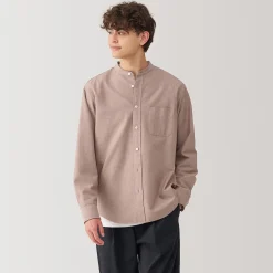 New Muji Chemise en coton Oxford lavé col officier homme