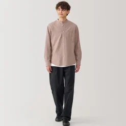 New Muji Chemise en coton Oxford lavé col officier homme