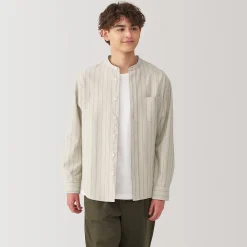 New Muji Chemise en coton Oxford lavé col officier homme