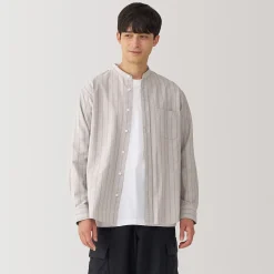 New Muji Chemise en coton Oxford lavé col officier homme