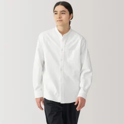 New Muji Chemise en coton Oxford lavé col officier homme
