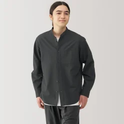 New Muji Chemise en coton Oxford lavé col officier homme