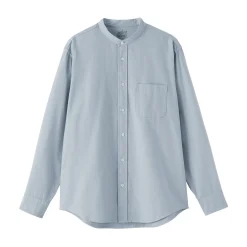 Clearance Muji Chemise en coton Oxford lavé col officier pour homme