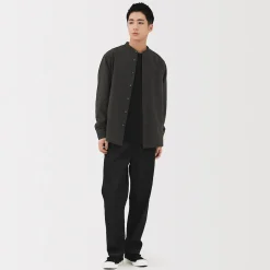 Clearance Muji Chemise en coton Oxford lavé col officier pour homme