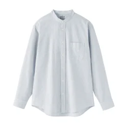 Clearance Muji Chemise en coton Oxford lavé col officier pour homme