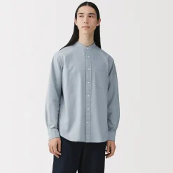 Clearance Muji Chemise en coton Oxford lavé col officier pour homme