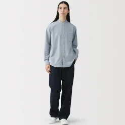 Clearance Muji Chemise en coton Oxford lavé col officier pour homme