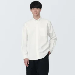 Outlet Muji Chemise en coton Oxford lavé col boutonné homme