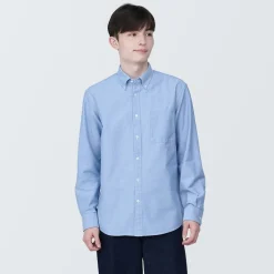 Outlet Muji Chemise en coton Oxford lavé col boutonné homme