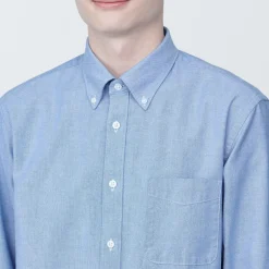 Outlet Muji Chemise en coton Oxford lavé col boutonné homme