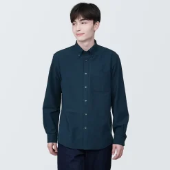 Outlet Muji Chemise en coton Oxford lavé col boutonné homme