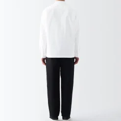 New Muji Chemise en coton Oxford lavé col officier homme Blanc