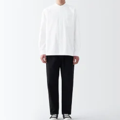 New Muji Chemise en coton Oxford lavé col officier homme Blanc