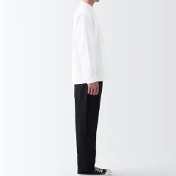New Muji Chemise en coton Oxford lavé col officier homme Blanc