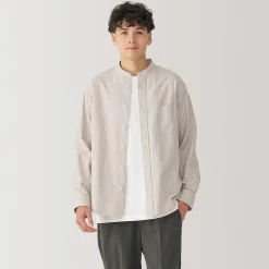 Outlet Muji Chemise en coton Oxford lavé col officier pour homme…