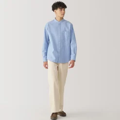 Outlet Muji Chemise en coton Oxford lavé col officier pour homme…