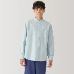 Outlet Muji Chemise en coton Oxford lavé col officier pour homme…
