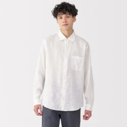 Outlet Muji Chemise en lin lavé pour homme
