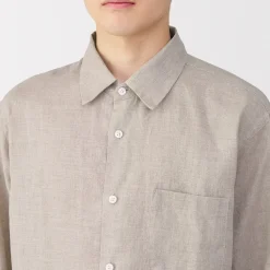 Outlet Muji Chemise en lin lavé pour homme