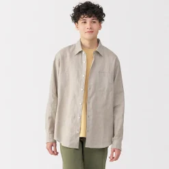 Outlet Muji Chemise en lin lavé pour homme