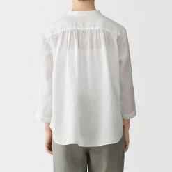 Discount Muji Chemisier à col officier en lin lavé pour femme