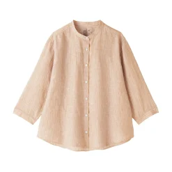Discount Muji Chemisier à col officier en lin lavé pour femme